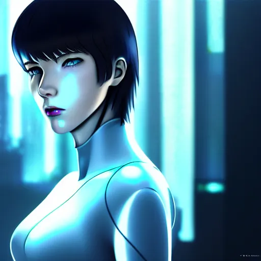 Image similar to « photorealistic, ghost in the shell, girl android, pretty, very detailed »