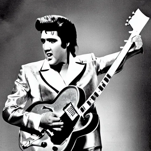 Prompt: elvis with Flying V guitar