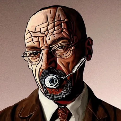 Image similar to salvador dali style art of hank from breaking bad smoking meth