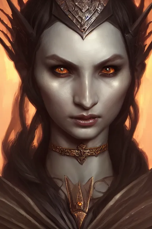 Image similar to dark elf princess, highly detailed, d & d, fantasy, highly detailed, digital painting, trending on artstation, concept art, sharp focus, illustration, global illumination, shaded, art by artgerm and greg rutkowski and fuji choko and viktoria gavrilenko and hoang lap