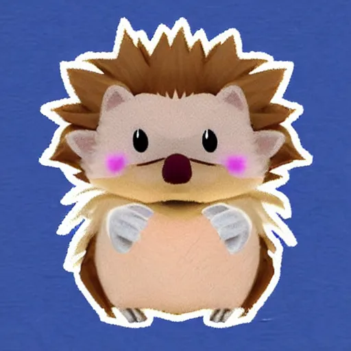 Image similar to twitch emote of a cute hedgehog, adorable, cute