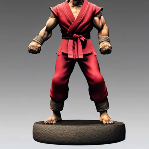 Prompt: zbrush sculpture of ryu from street fighter