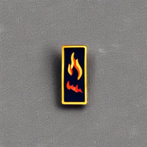 Image similar to a photo of a retro minimalistic clean fire warning enamel pin, studio lighting, behance