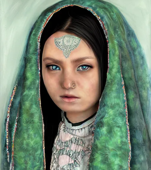 Image similar to bashkir goth girl, detailed portrait, photorealistic