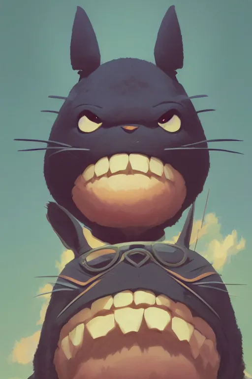 Image similar to Evil Totoro portrait, by Jesper Ejsing, RHADS, Makoto Shinkai and Lois van baarle, ilya kuvshinov, rossdraws global illumination