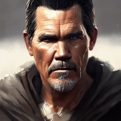 Prompt: A portrait of Josh Brolin, jedi, Star Wars art, art by greg rutkowski, matte painting, trending on artstation