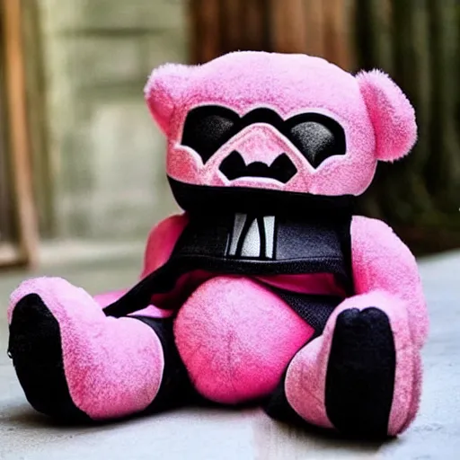 Prompt: a beautiful photo of a pink plushy darth vader teddy bear, trending on instagram