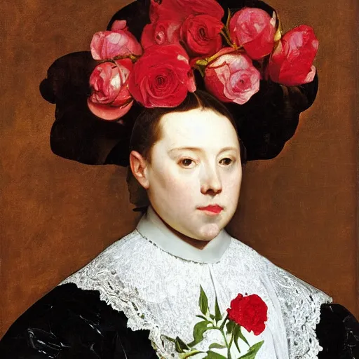 Image similar to roses wrapped in plastic painted by velazquez,