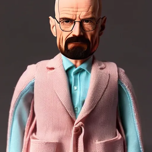 Prompt: walter white barbie doll