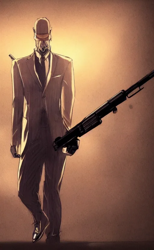 Image similar to a jackrabbit as a hitman, suit and tie, with silenced gun, dynamic lighting, fantasy concept art, trending on art station, stunning visuals, creative, cinematic, ultra detailed