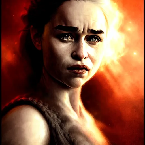 Image similar to emilia clarke dark film nior, character headshot portrait, sharp, digital matte painting, art by luis royo, greg rutkowski, wlop, dramatic lighting, trending on artstation