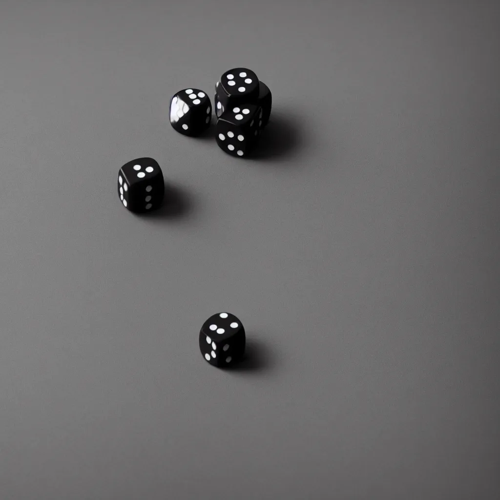 Image similar to a macro shot of a dice with little robot legs, studio lighting, dim shadow