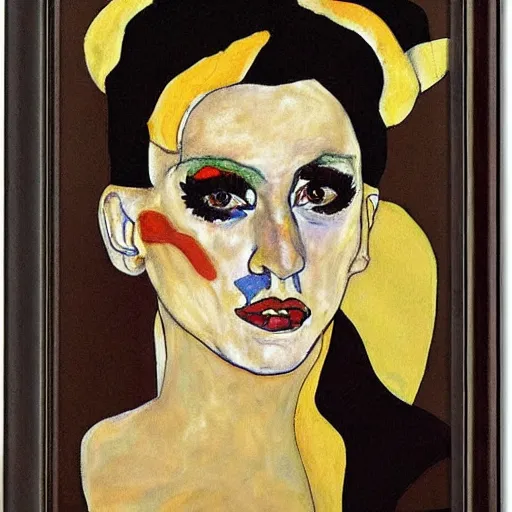 Image similar to lady gaga painted by egon schiele