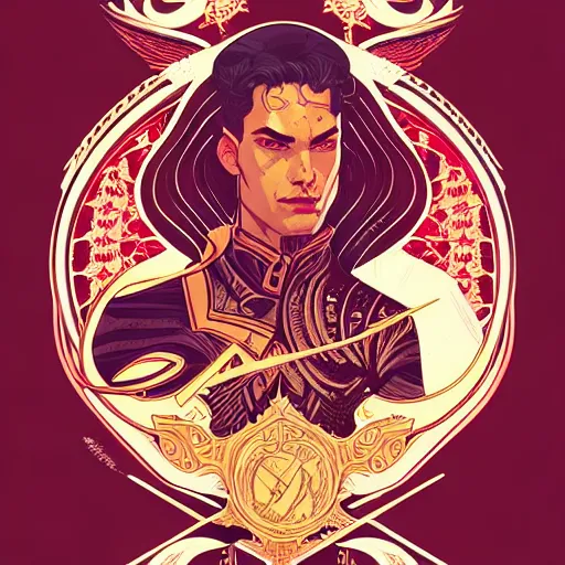 Image similar to concept art design illustration, intricate background acotar, 1 6 colors, logo, ink drawing, art by jc leyendecker and sachin teng