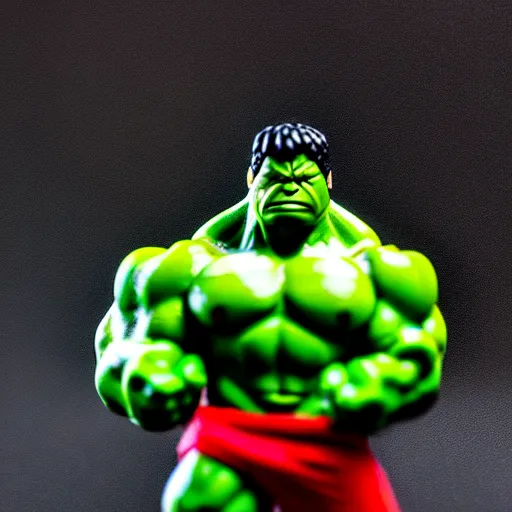 Image similar to hulk , toy , mini figure , focus , close up , 4k , HD , photograph
