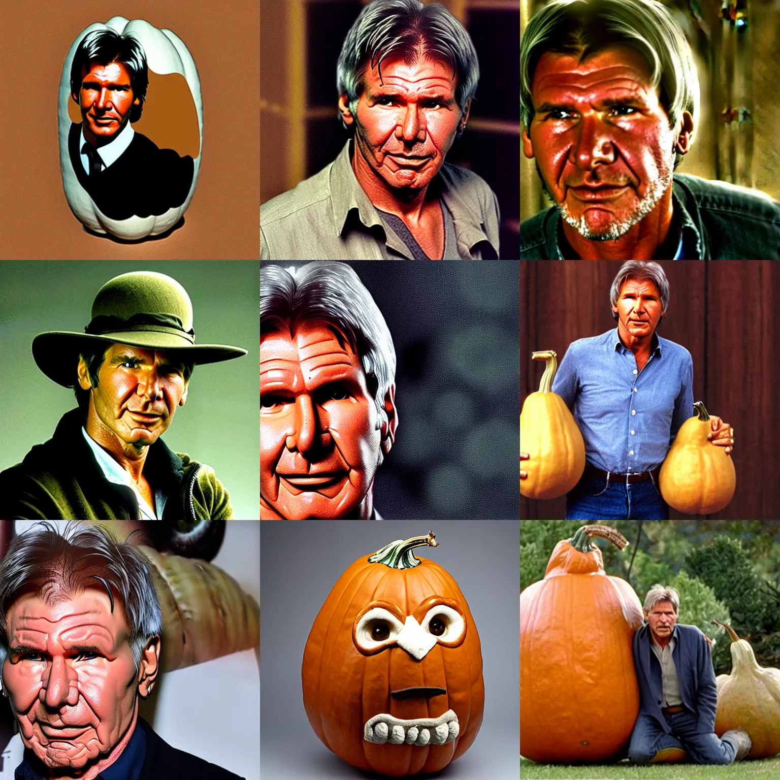 Prompt: harrison ford as a gourd