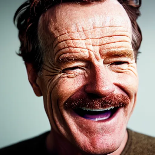 Image similar to closeup portrait of happy bryan cranston with mouth full of cranberies, food photography, natural light, sharp, detailed face, magazine, press, photo, steve mccurry, david lazar, canon, nikon, focus