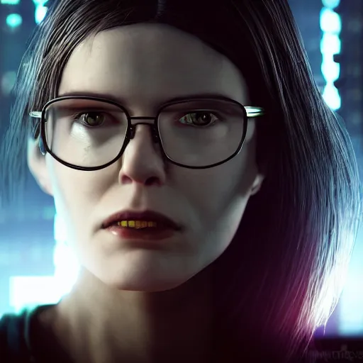 Prompt: Molly Millions, polarizing eyeglasses, novels written by William Gibson, the cyberpunk woman in Neuromancer octane render, photorealistic, composition, ultra realistic