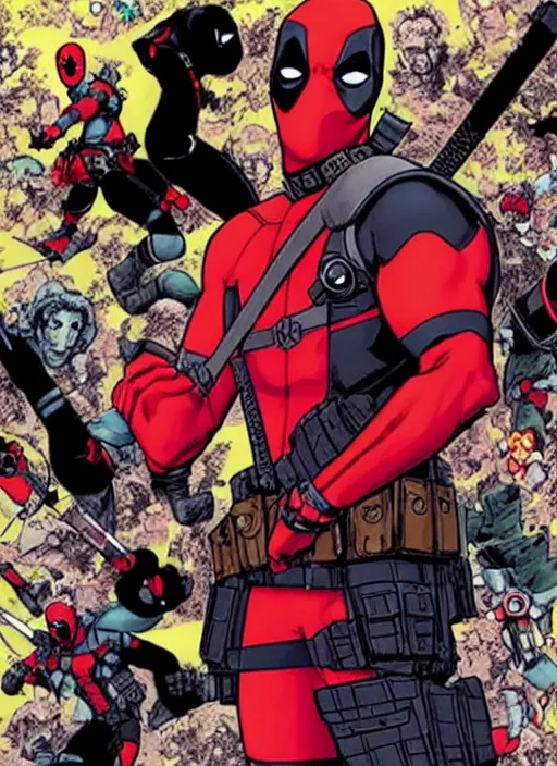 Prompt: deadpool by Hirohiko Araki