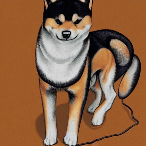 Image similar to shiba inu by junji ito, hyper realistic,4k