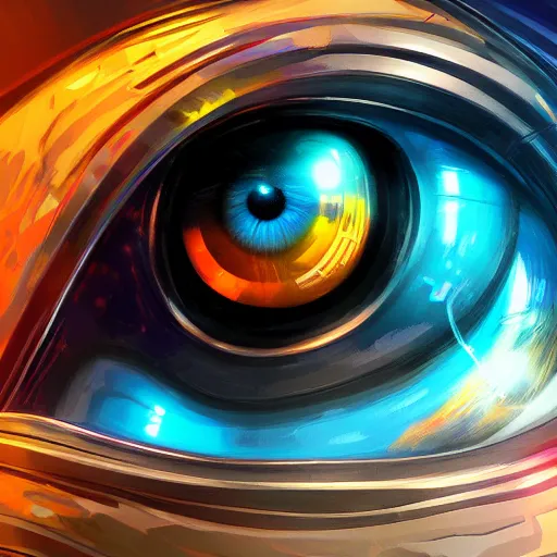 Prompt: Cybernetic Eye with reflections, Close up, colorful, fantasy, vivid colors, concept art, sharp focus, digital art, Hyper-realistic, 4K, Unreal Engine, Highly Detailed, HD, Dramatic Lighting by Brom, trending on Artstation