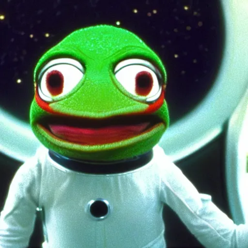 Prompt: Pepe frog in space odyssey 2001 movie