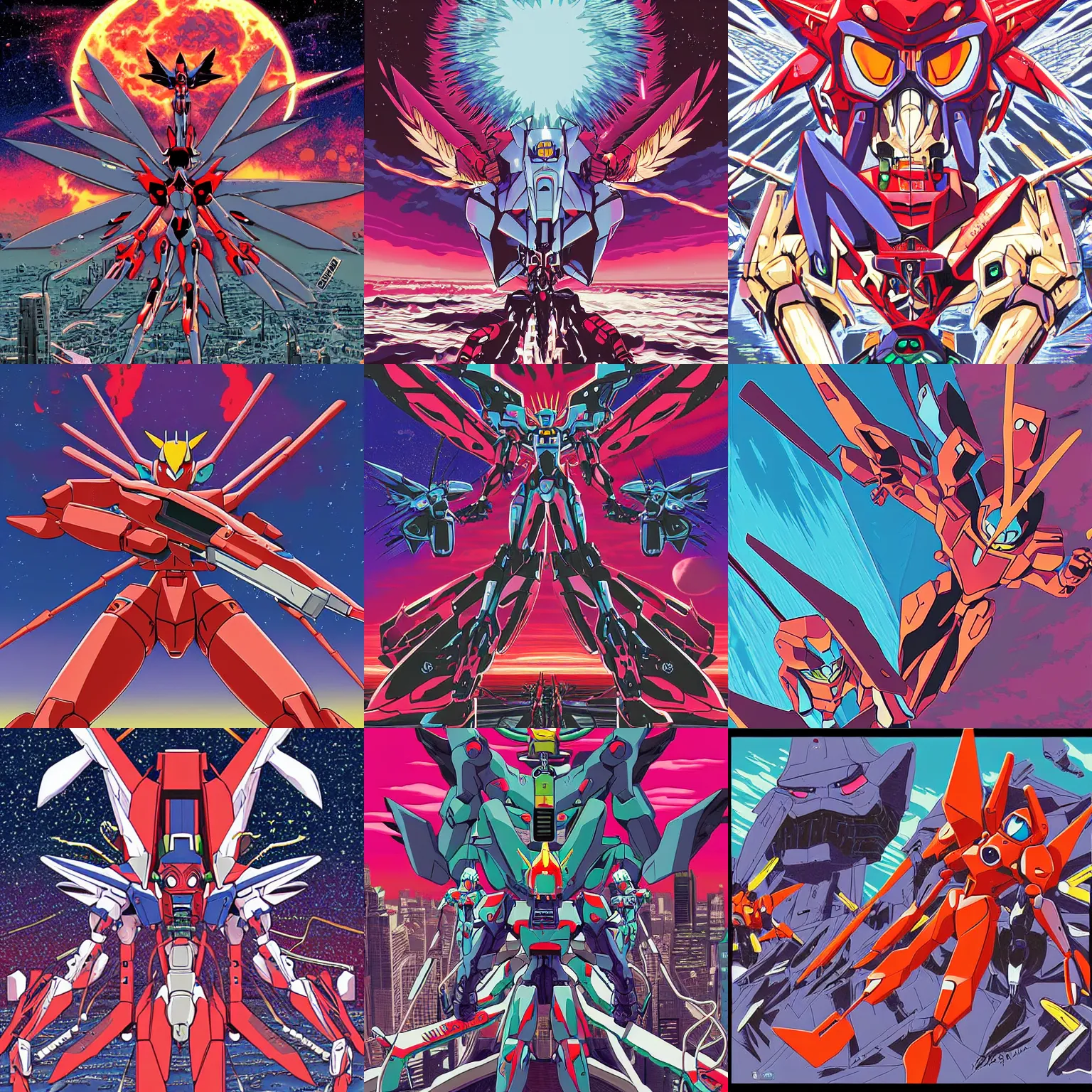 Prompt: eva 0 0 fighting angels, evangelion, ( dan mumford ), hideaki anno