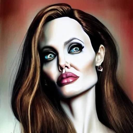 Image similar to beautiful angelina jolie portrait like a monster high doll