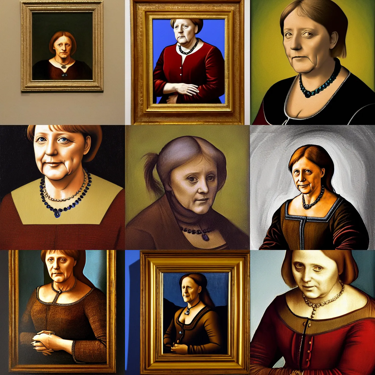 Prompt: portrait of angela merkel, painting by da vinci