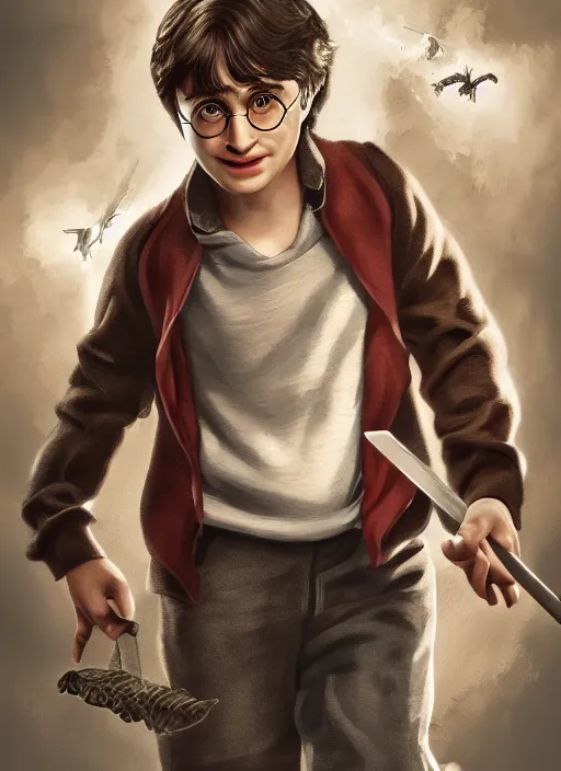 Prompt: young harry potter with gepard skin in studio portrait, hyper detailed, digital art, trending on artstation, cinematic lighting