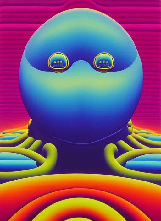 Image similar to inflated mecha by shusei nagaoka, kaws, david rudnick, airbrush on canvas, pastell colours, cell shaded, 8 k