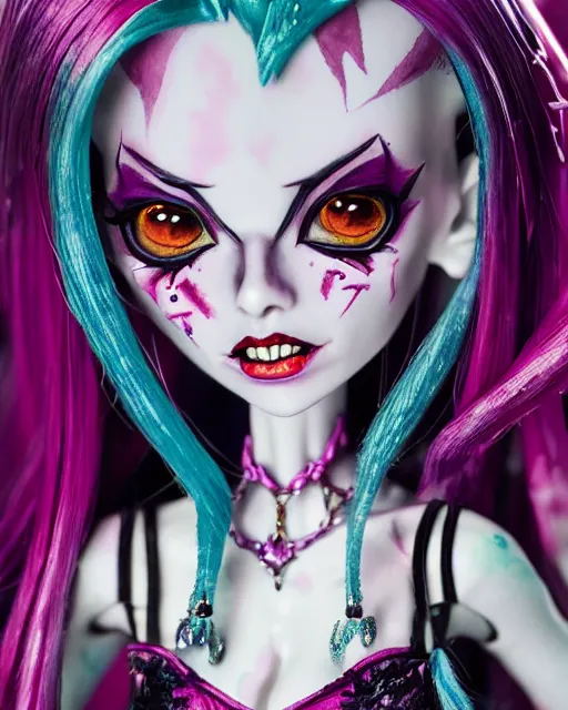Prompt: watercolor portrait of monster high draculaura doll, by darkodordevic, makoto shinkai and, detailed and intricate environment