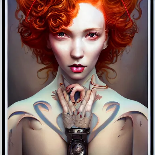 Image similar to Lofi BioPunk portrait curly redhead woman with a dragon Pixar style by Tristan Eaton Stanley Artgerm and Tom Bagshaw