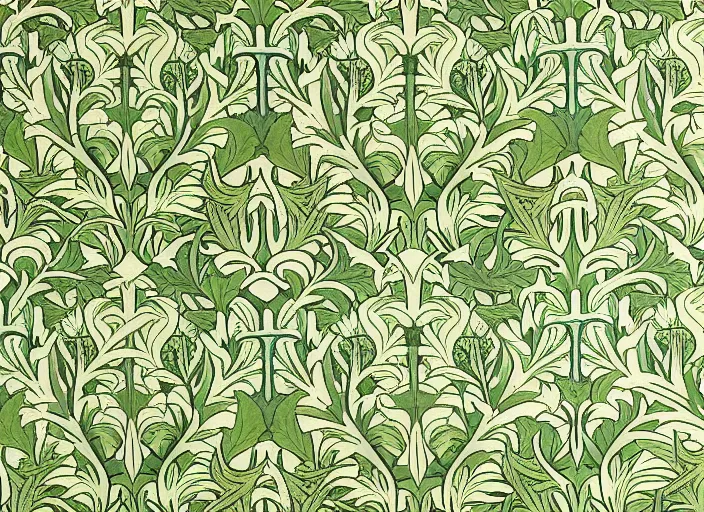 Image similar to william morris wallpaper, pepe the frog