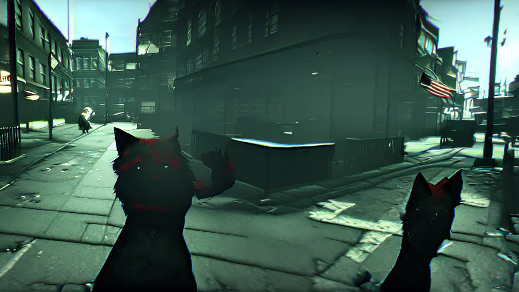 Image similar to Screenshot from the PC game Payday 2 demonstrating the fursuit unlock- Hoxton? More like Foxton.