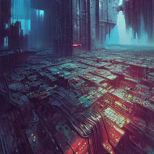 Prompt: giant underwater cityscape, cyberpunk 2 0 7 7 and beksinski art style, highly detailed 7 0 s scifi painting