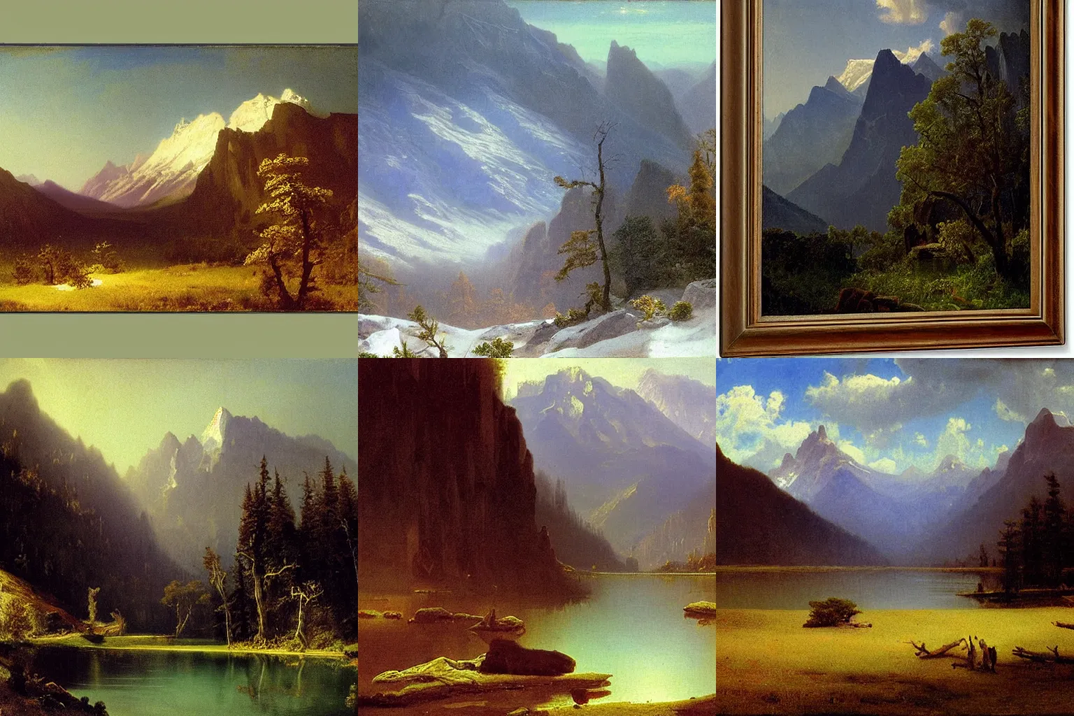 Prompt: mountains by albert bierstadt, painting