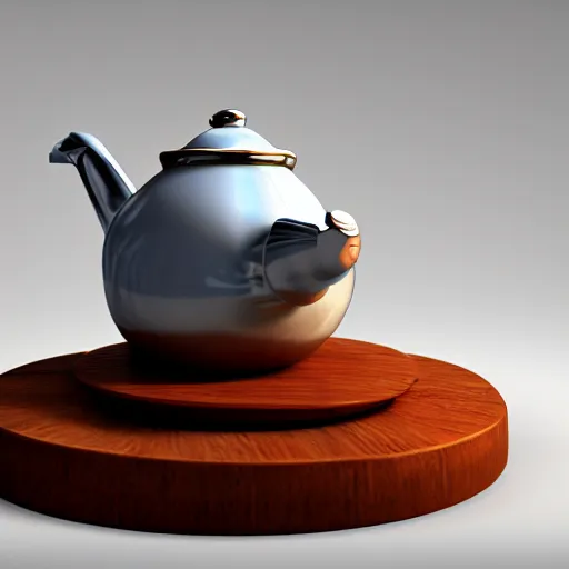 Prompt: fat cat teapot, highly detailed, octane render, ray tracing, ambient occlusion, trending on artstation, 8 k
