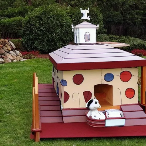 Prompt: dog house mansion for snoopy, immense scale, grand
