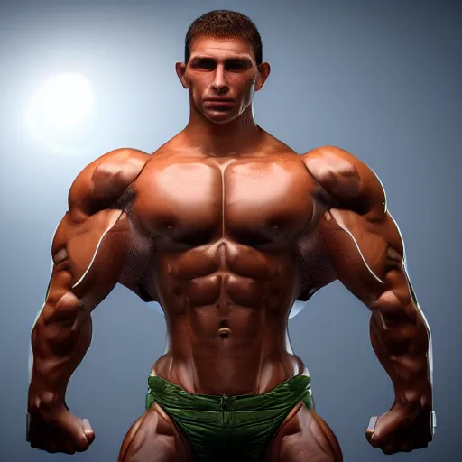 Image similar to a realistic detailed photo of a bodybuilder who is also a male android Chris Redfield, shiny skin, posing robotically, blank stare