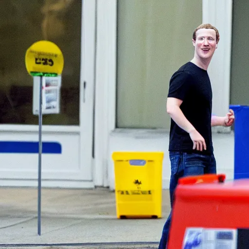 Image similar to Mark Zuckerberg crawling to the dollar store