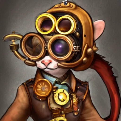 Prompt: a rat with steampunk googles, from Hearthstone