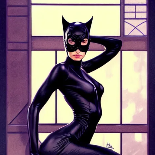 Prompt: symmetry!! catwoman, intricate, elegant, highly detailed, my rendition, digital painting, artstation, concept art, smooth, sharp focus, illustration, art by artgerm and greg rutkowski and alphonse mucha