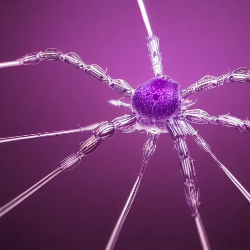 Prompt: violet crystal spider, render, octane, unreal engine, 8 k
