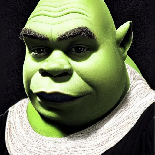 Image similar to shrek, extremely sensual, hyperrealistic, portrait drawn by jean - leon gerome