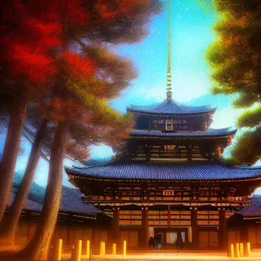 Image similar to todaiji japanese buddhist temple in nara, japan by anato finnstark, by alena aenami, by john harris, by ross tran, by wlop, by andreas rocha