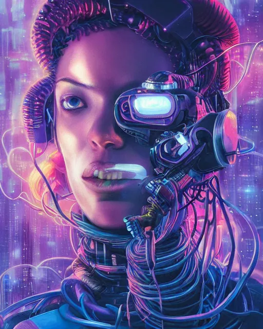 Image similar to a cyberpunk close up portrait of cyborg medusa, electricity, snakes in hair, sparks, bokeh, soft focus, skin tones, warm, blue, sunny sky, by paul lehr, jesper ejsing