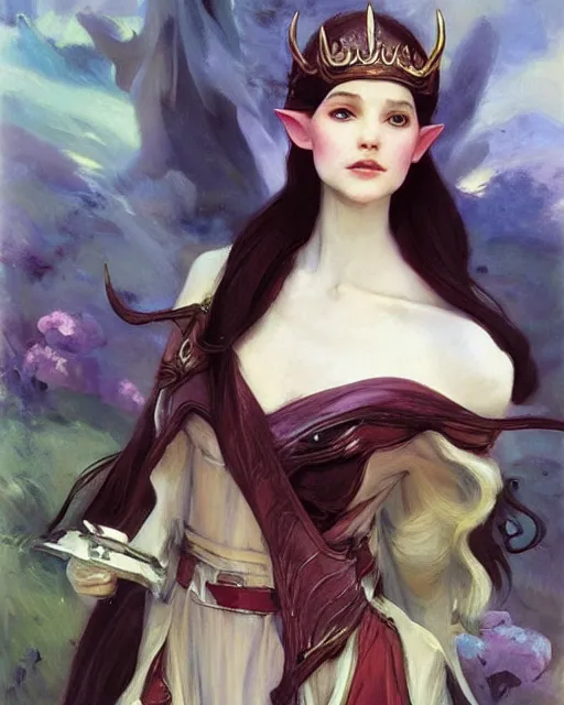 Image similar to a beautiful elf princess by John Singer Sargent and Ross Tran and Michael Whelan