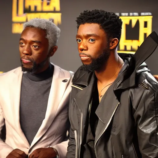 Image similar to chadwick boseman looking at black panther, yoji shinkawa, tattoo design