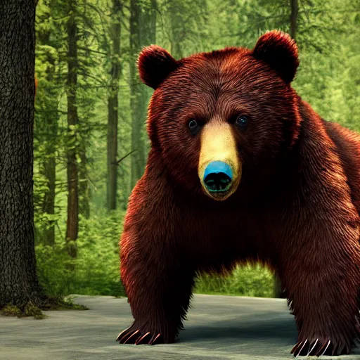 Prompt: scary ugly horror bear, 8 k, super detailed, octane render, vfx, super realistic, unreal engine 5, cinematic